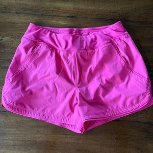 Land’s End swim shorts.